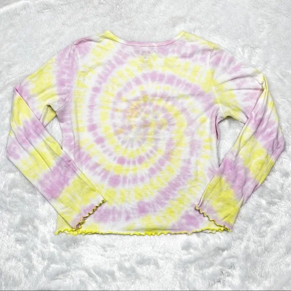 Pink Floyd Women’s Fitted Tie Dye Long Sleeve T-Shirt Scalloped Edges Sz M - Picture 2 of 8